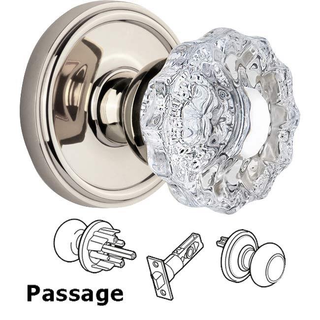 Complete Passage Set - Georgetown Rosette with Versailles Knob in Polished Nickel
