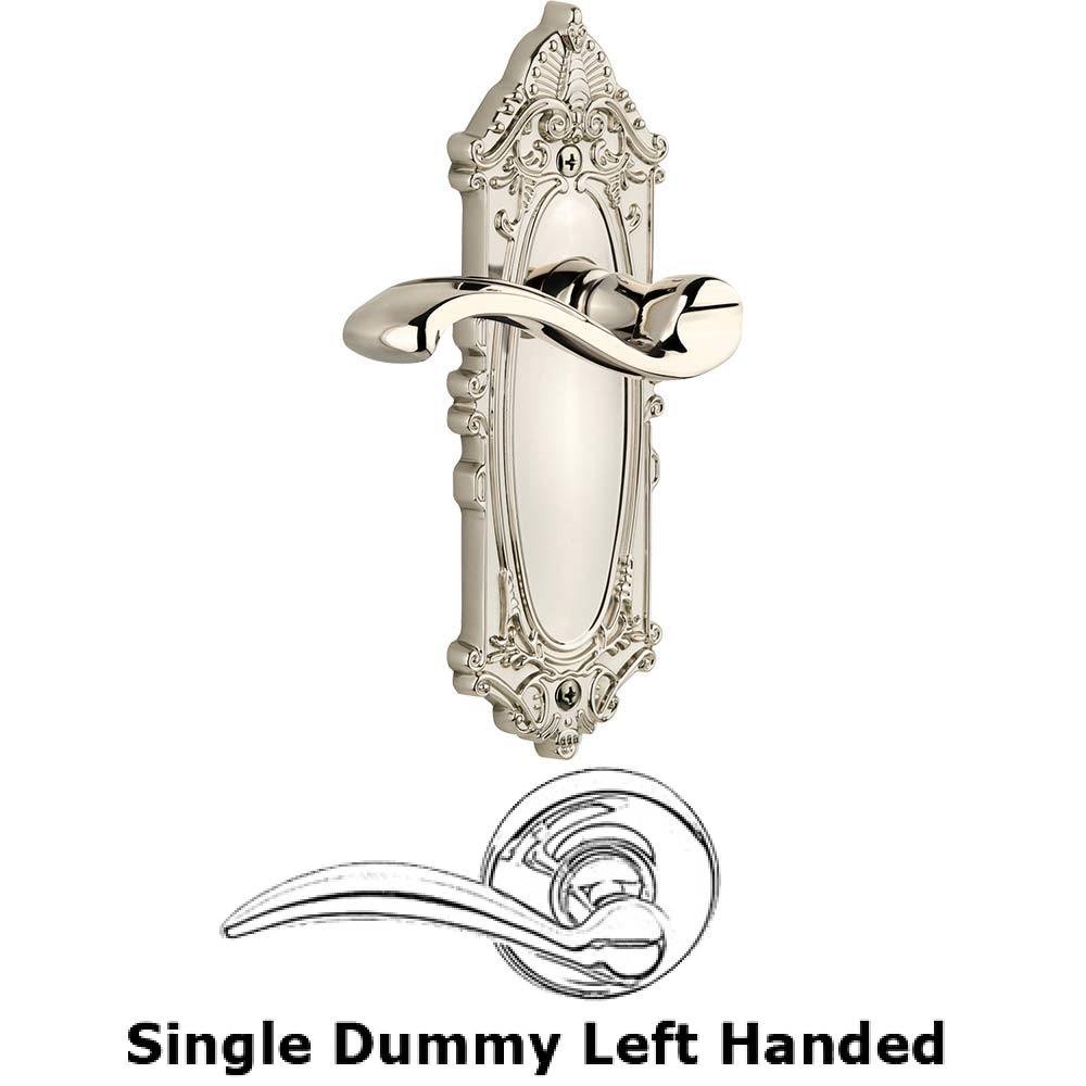 Single Dummy Knob - Grande Victorian Plate with Left Handed Portofino Lever in Polished Nickel
