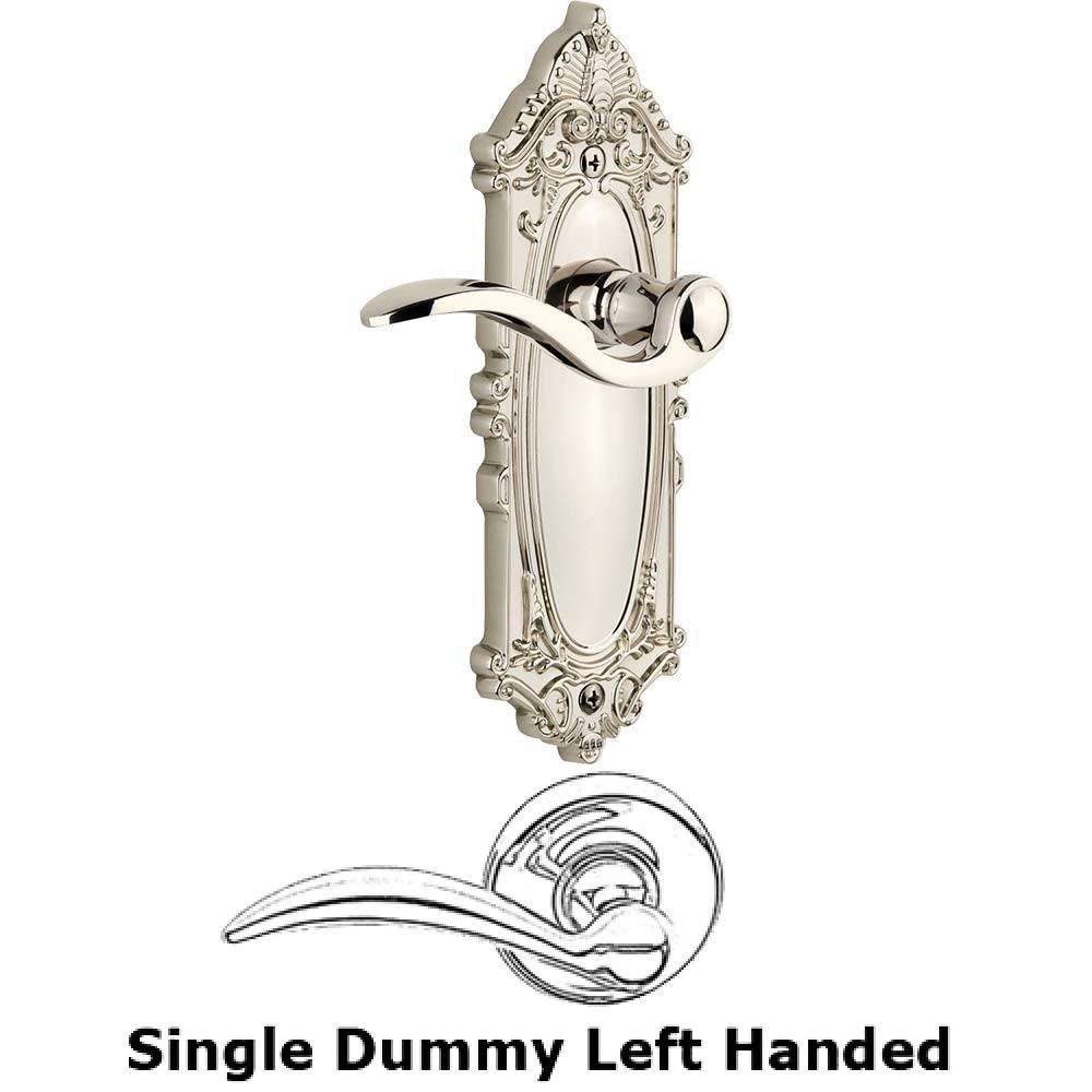 Single Dummy Knob - Grande Victorian Plate with Left Handed Bellagio Lever in Polished Nickel