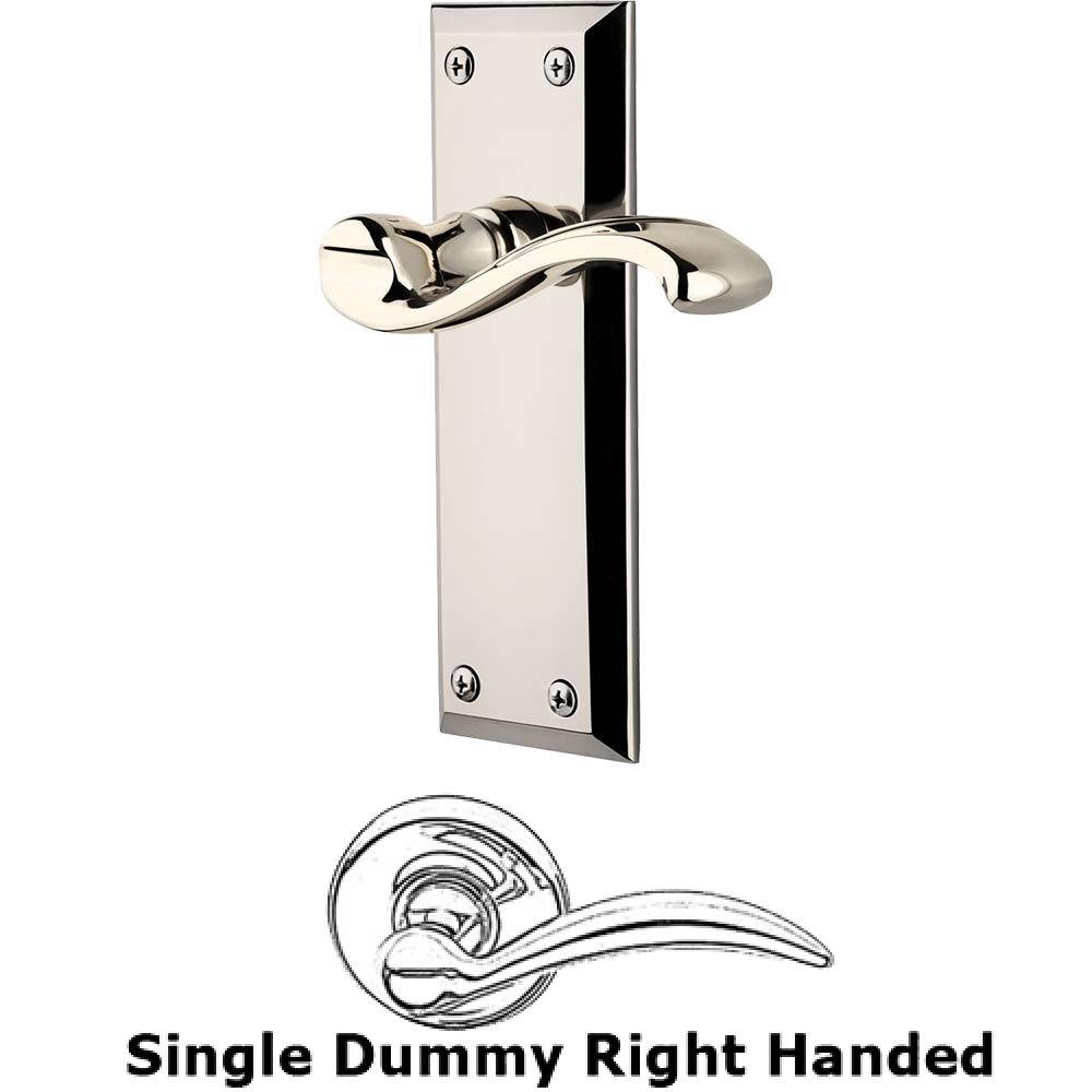 Single Dummy Fifth Avenue Plate with Portofino Right Handed Lever in Polished Nickel
