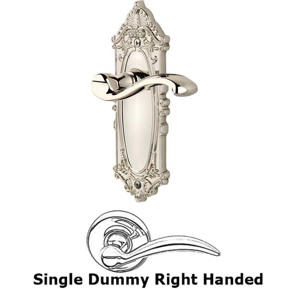 Single Dummy Knob - Grande Victorian Plate with Right Handed Portofino Lever in Polished Nickel