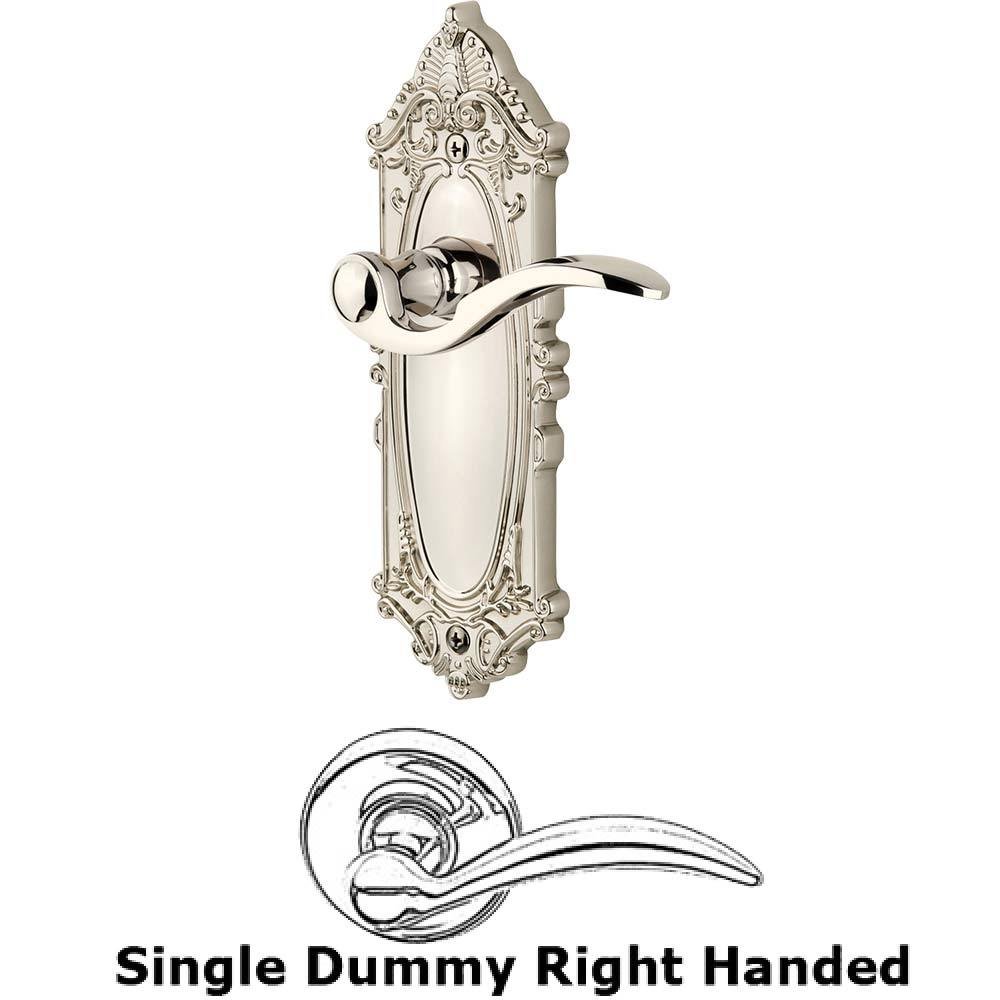 Single Dummy Knob - Grande Victorian Plate with Right Handed Bellagio Lever in Polished Nickel