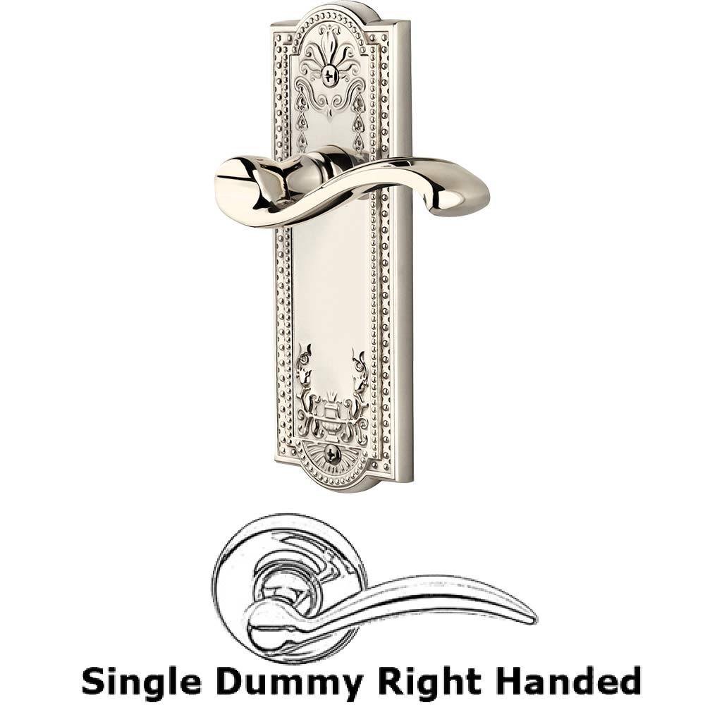 Single Dummy Parthenon Plate with Portofino Right Handed Lever in Polished Nickel
