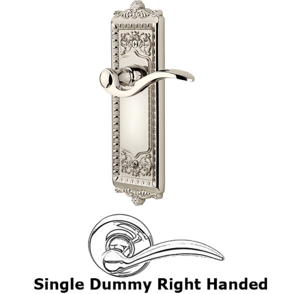 Single Dummy Windsor Plate with Right Handed Bellagio Lever in Polished Nickel