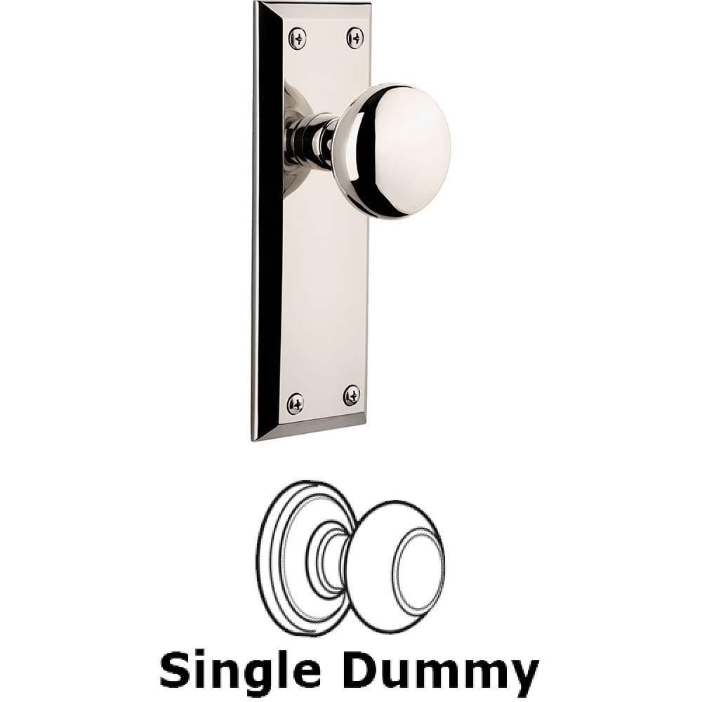 Single Dummy Knob - Fifth Avenue Plate with Fifth Avenue Knob in Polished Nickel