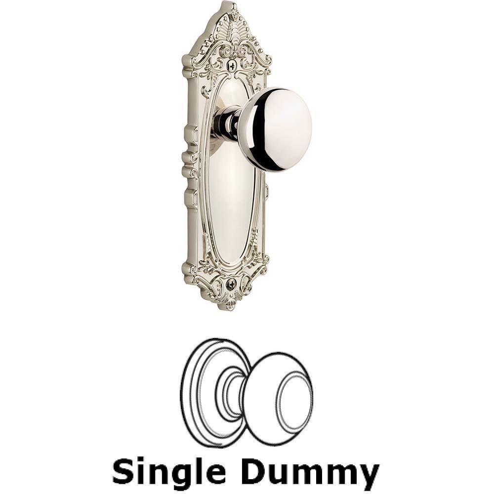 Single Dummy Knob - Grande Victorian Plate with Fifth Avenue Knob in Polished Nickel