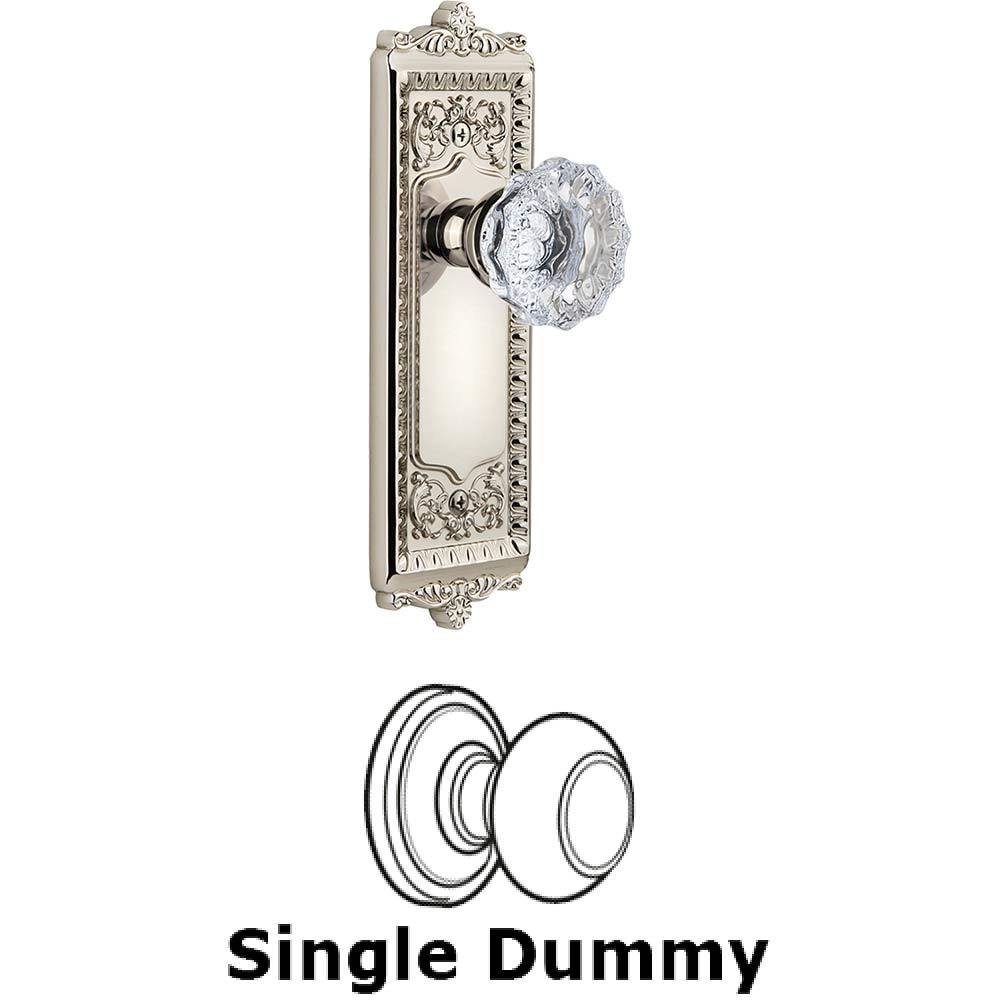 Single Dummy Knob - Windsor Plate with Fontainebleau Knob in Polished Nickel