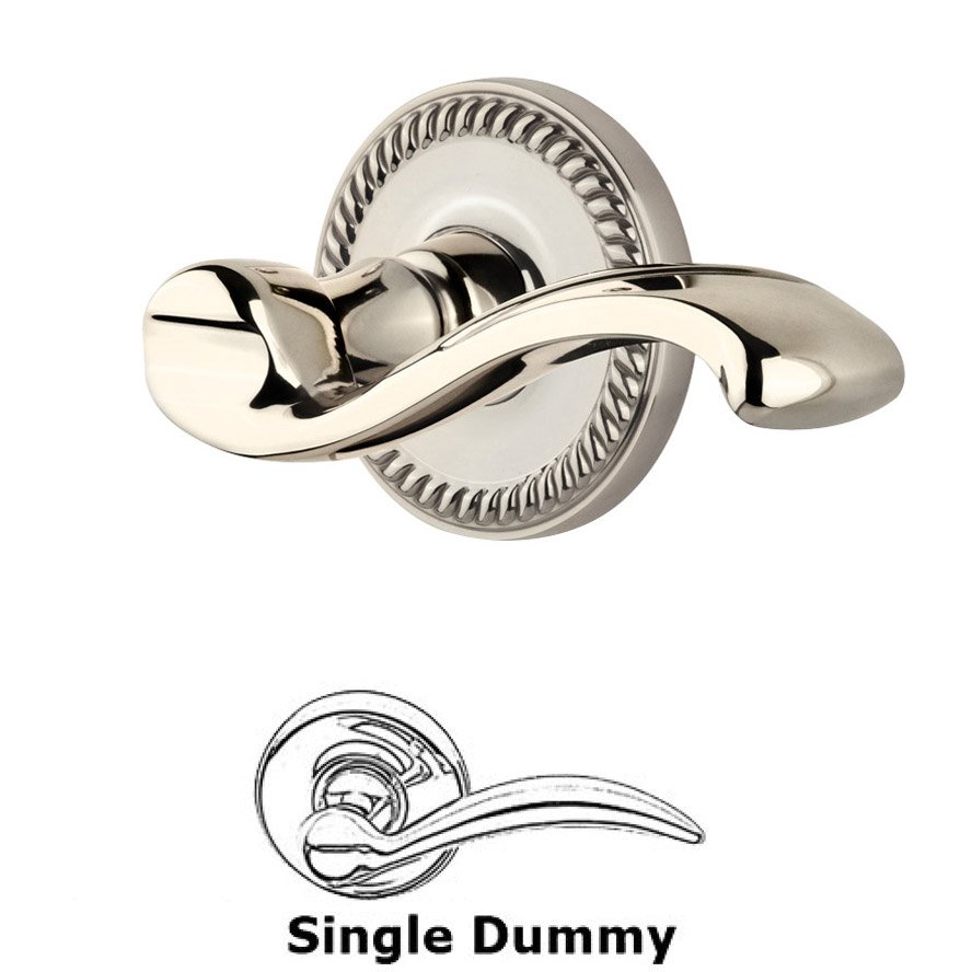 Single Dummy Knob - Newport Rosette with Left Handed Portofino Lever in Polished Nickel