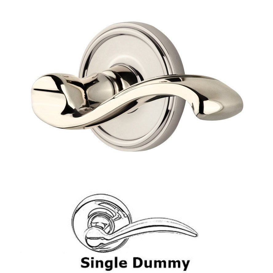 Single Dummy Georgetown Rosette with Portofino Left Handed Lever in Polished Nickel