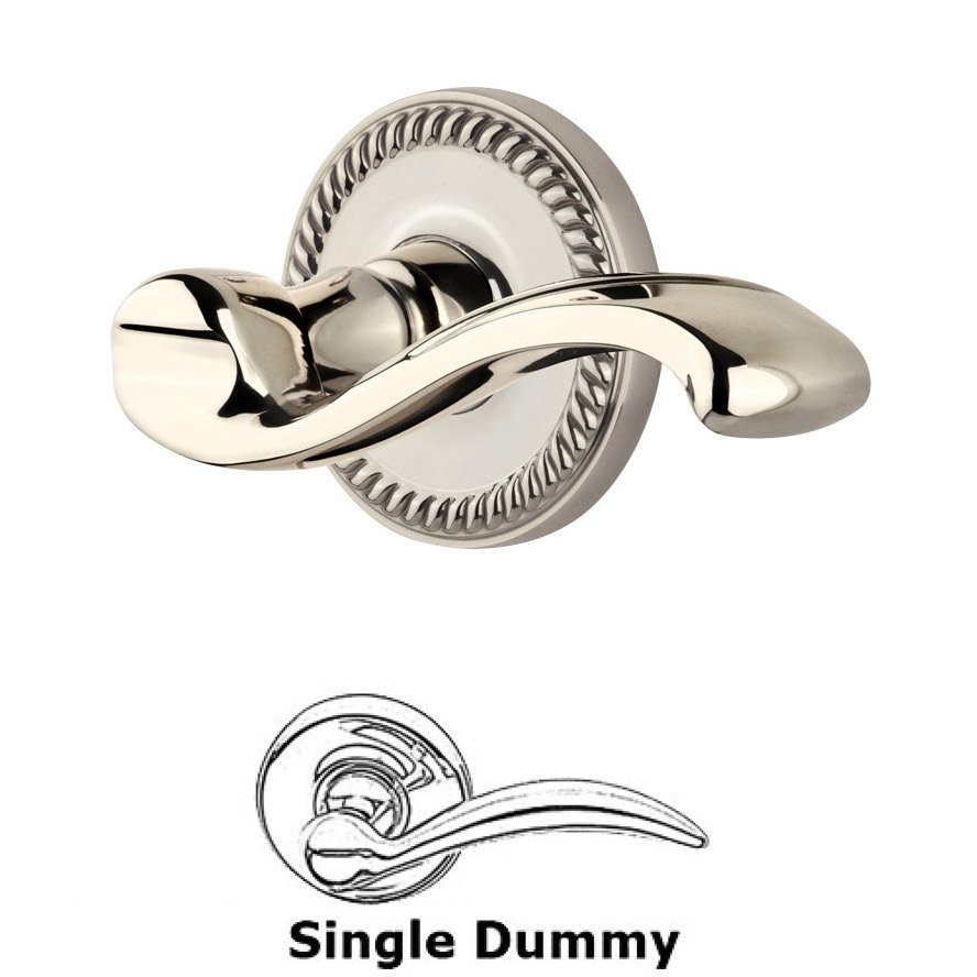 Single Dummy Knob - Newport Rosette with Right Handed Portofino Lever in Polished Nickel