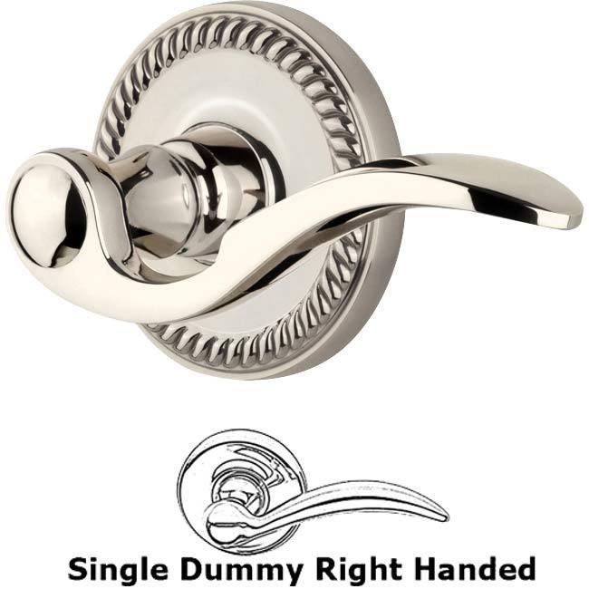 Single Dummy Knob - Newport Rosette with Right Handed Bellagio Lever in Polished Nickel