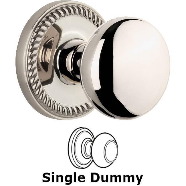 Single Dummy Knob - Newport Rosette with Fifth Avenue Knob in Polished Nickel