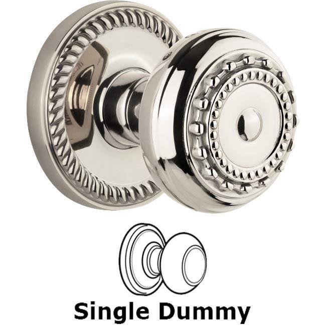 Single Dummy Knob - Newport Rosette with Parthenon Knob in Polished Nickel