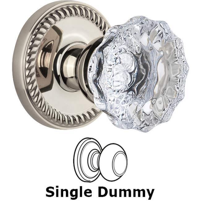 Single Dummy Knob - Newport Rosette with Fontainebleau Knob in Polished Nickel