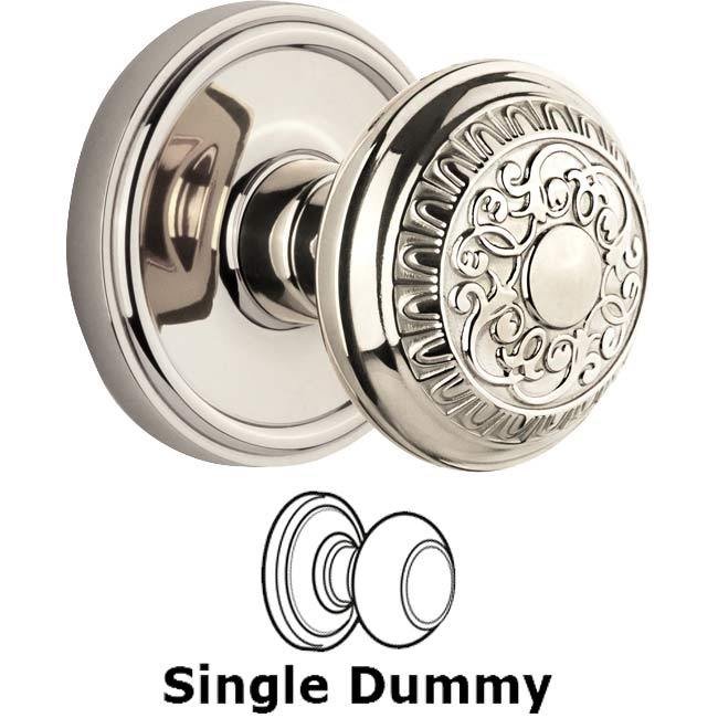 Single Dummy Knob - Georgetown Rosette with Windsor Knob in Polished Nickel