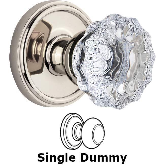Single Dummy Knob - Georgetown Rosette with Fontainebleau Knob in Polished Nickel