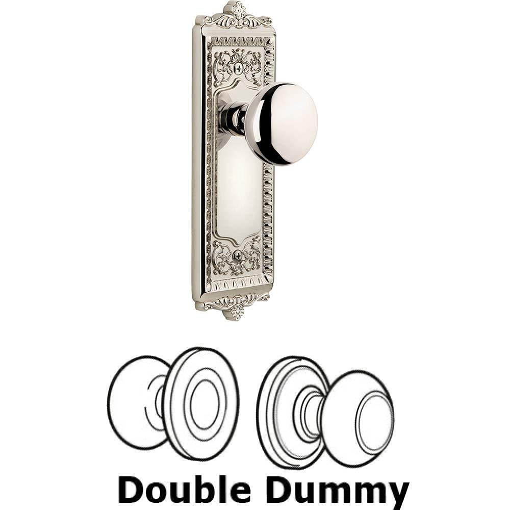 Double Dummy Set - Windsor Plate with Fifth Avenue Knob in Polished Nickel