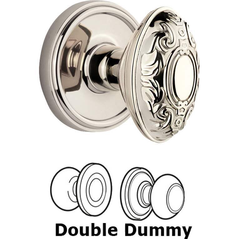 Double Dummy Set - Georgetown Rosette with Grande Victorian Knob in Polished Nickel