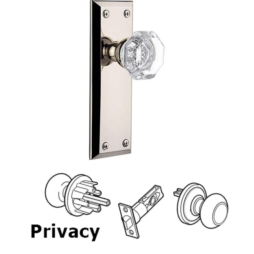 Complete Privacy Set - Fifth Avenue Plate with Chambord Knob in Polished Nickel