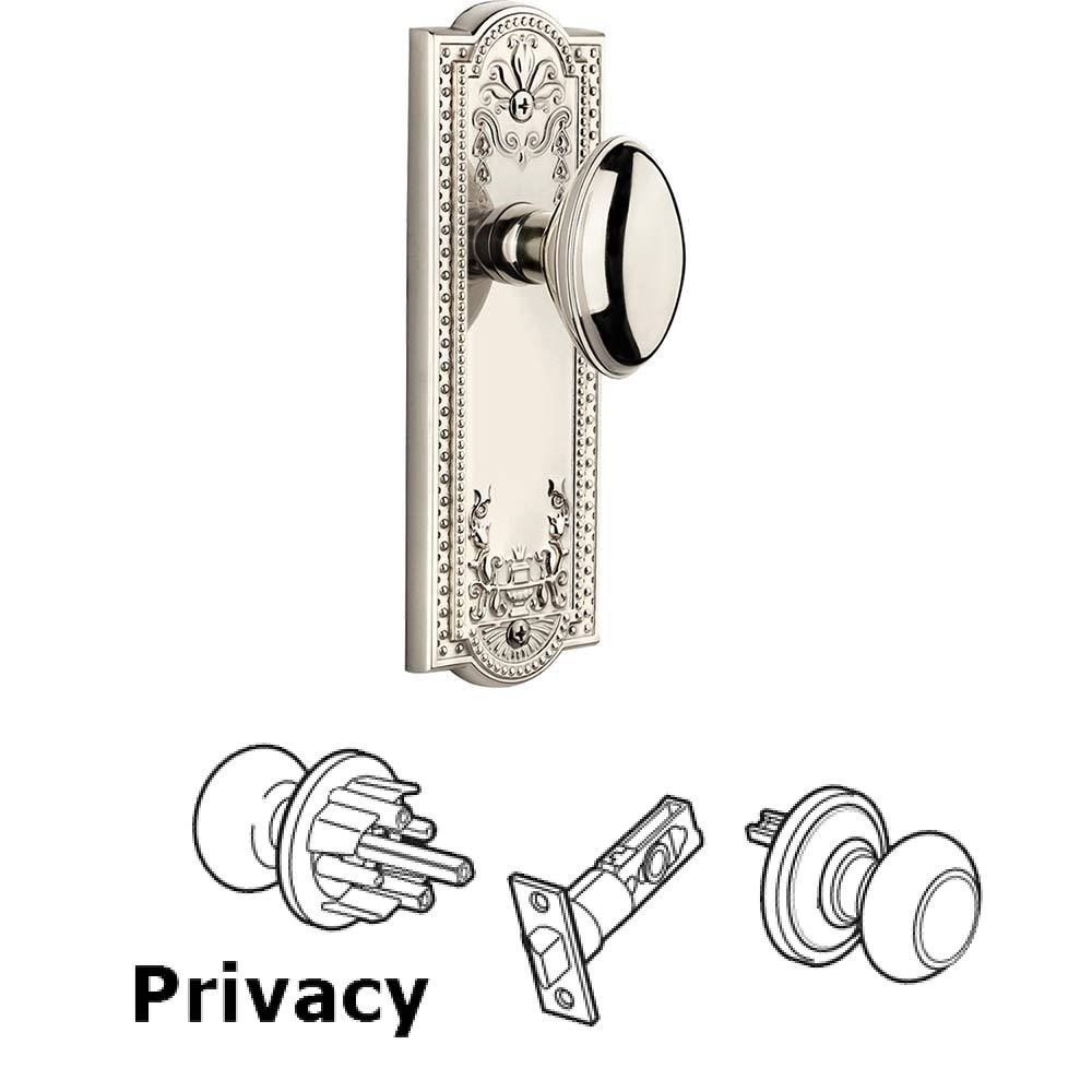 Complete Privacy Set - Parthenon Plate with Eden Prairie Knob in Polished Nickel