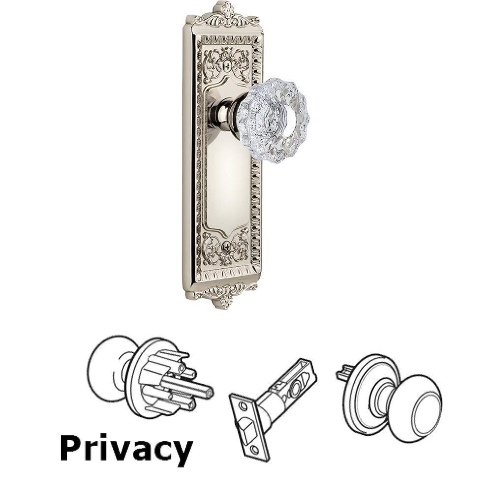 Complete Privacy Set - Windsor Plate with Versailles Knob in Polished Nickel