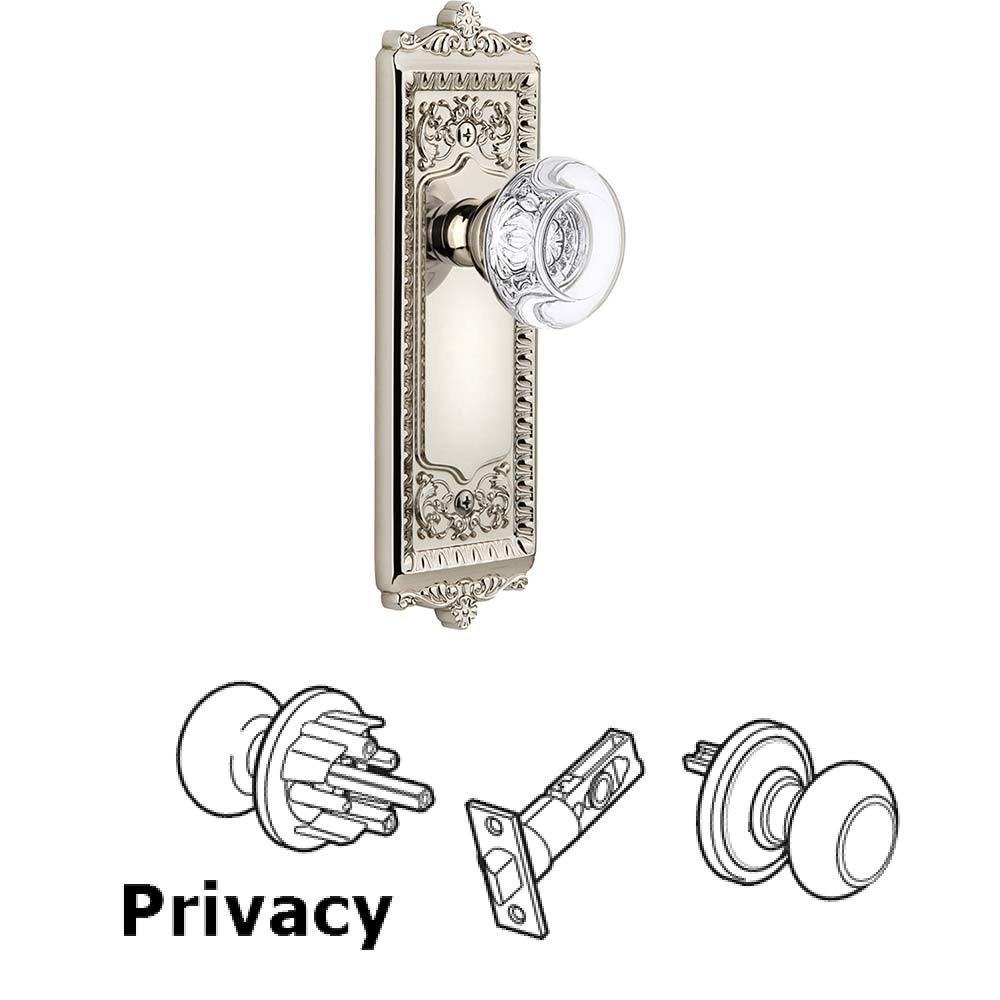 Complete Privacy Set - Windsor Plate with Bordeaux Knob in Polished Nickel