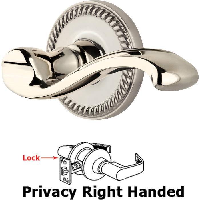 Complete Privacy Set - Newport Rosette with Right Handed Portofino Lever in Polished Nickel