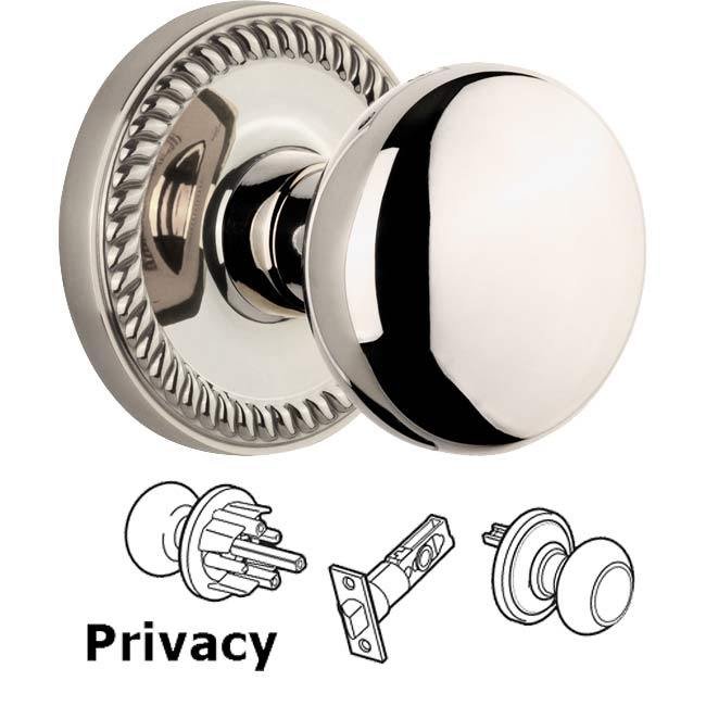 Complete Privacy Set - Newport Rosette with Fifth Avenue Knob in Polished Nickel