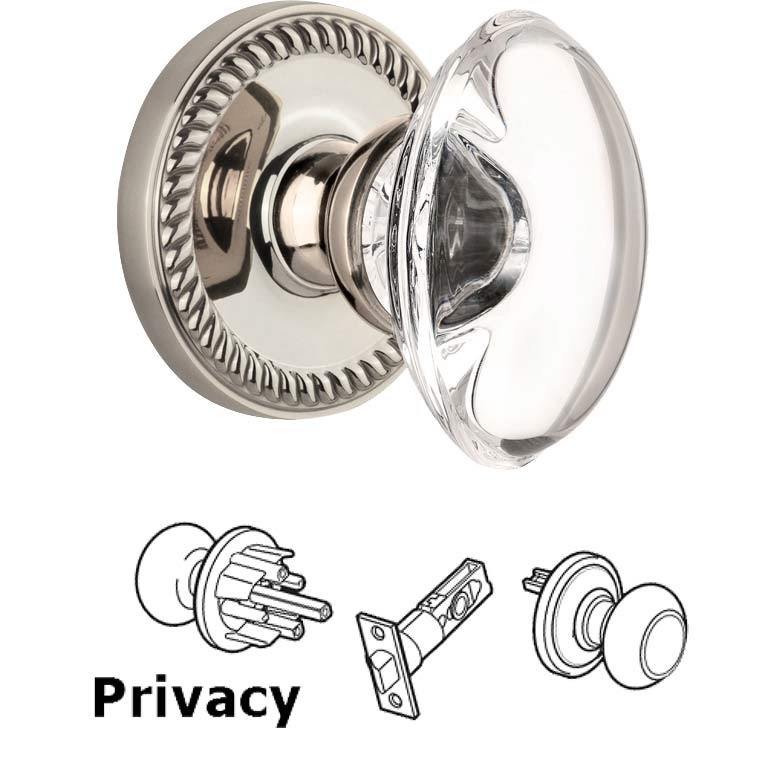Complete Privacy Set - Newport Rosette with Provence Knob in Polished Nickel