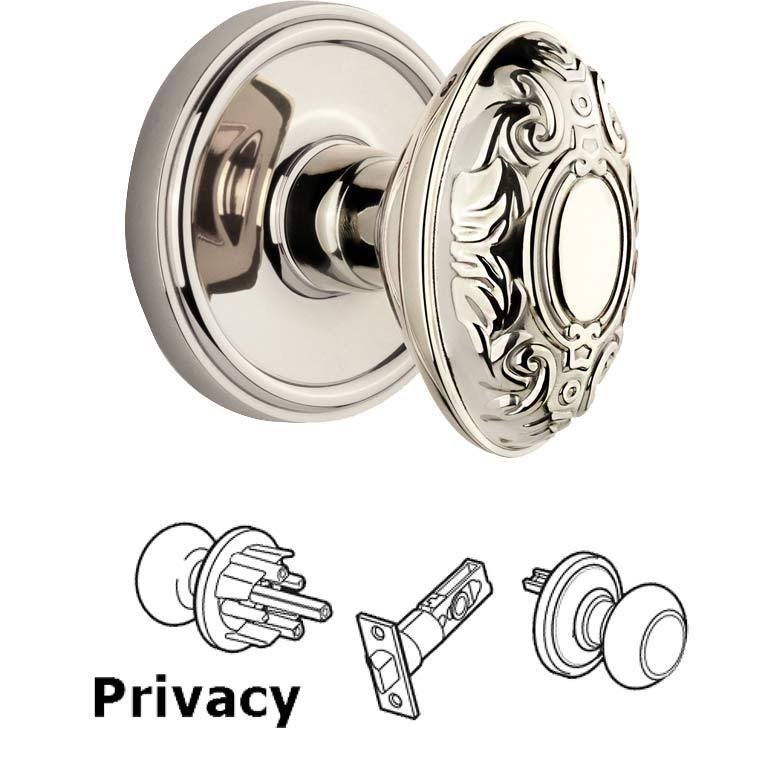 Complete Privacy Set - Georgetown Rosette with Grande Victorian Knob in Polished Nickel