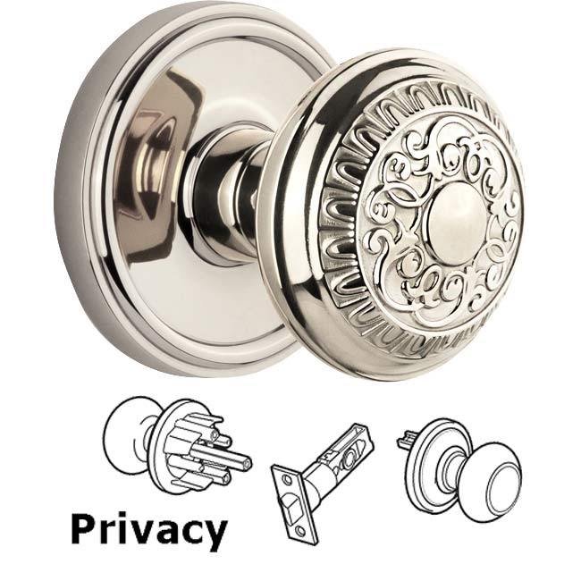 Complete Privacy Set - Georgetown Rosette with Windsor Knob in Polished Nickel