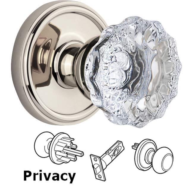 Complete Privacy Set - Georgetown Rosette with Fontainebleau Knob in Polished Nickel