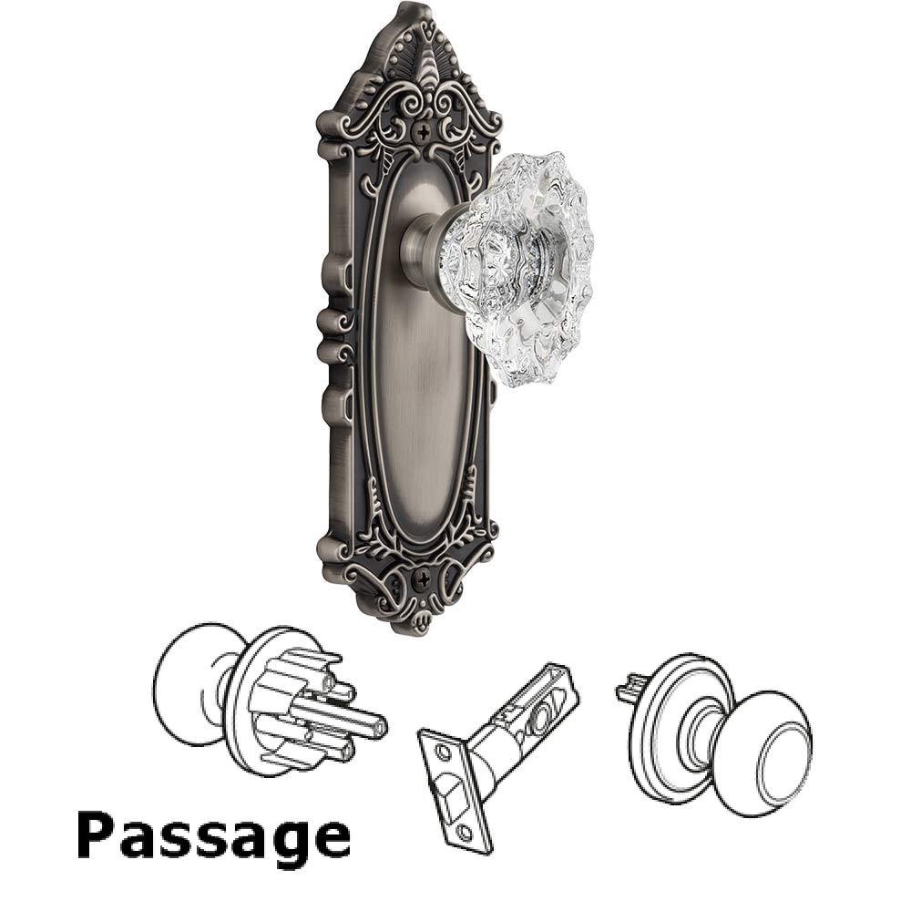 Complete Passage Set - Grande Victorian Plate with Crystal Biarritz Knob in Antique Pewter