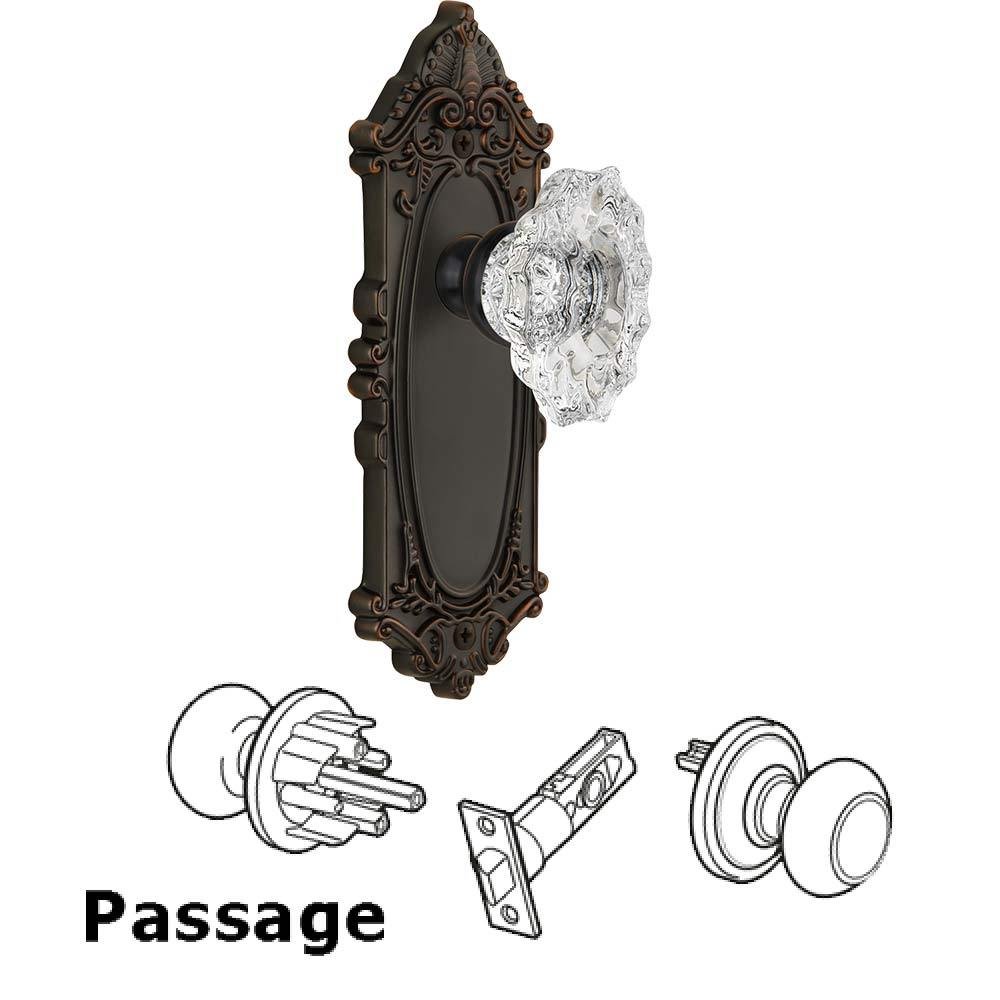 Complete Passage Set - Grande Victorian Plate with Crystal Biarritz Knob in Timeless Bronze