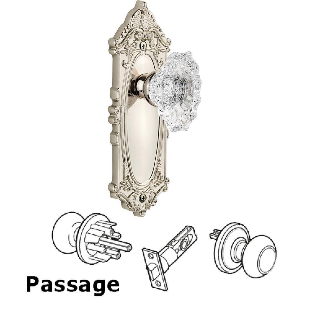 Complete Passage Set - Grande Victorian Plate with Crystal Biarritz Knob in Polished Nickel