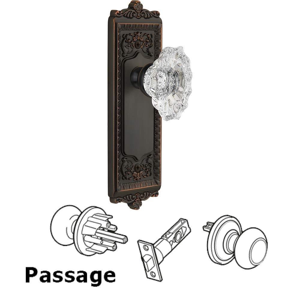Complete Passage Set - Windsor Plate with Crystal Biarritz Knob in Timeless Bronze