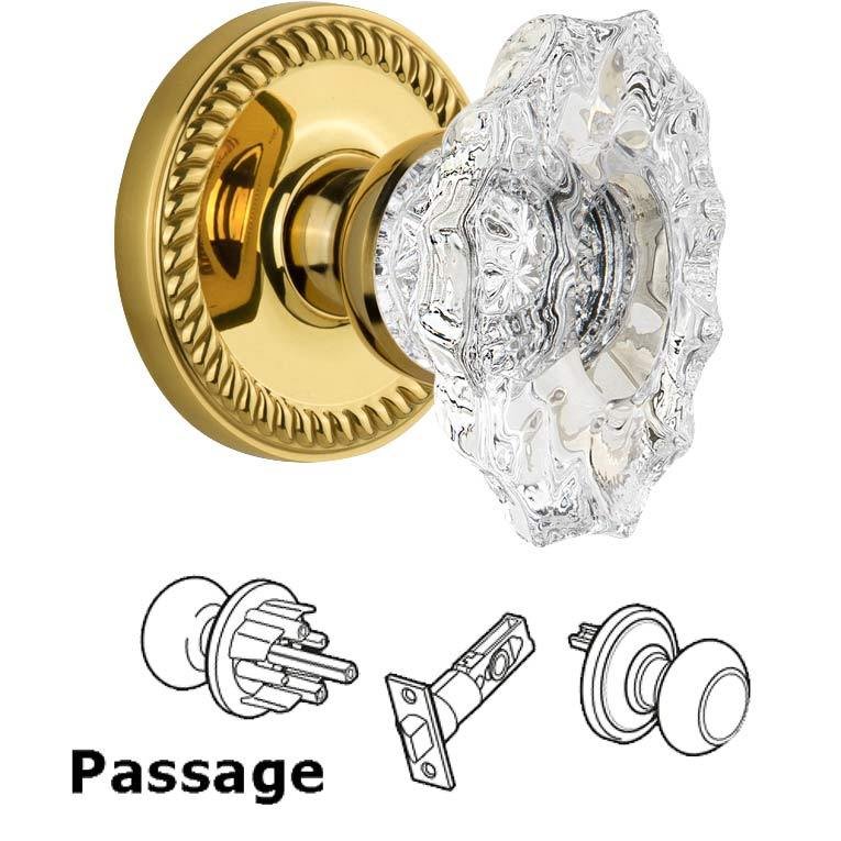 Complete Passage Set - Newport Rosette with Crystal Biarritz Knob in Lifetime Brass