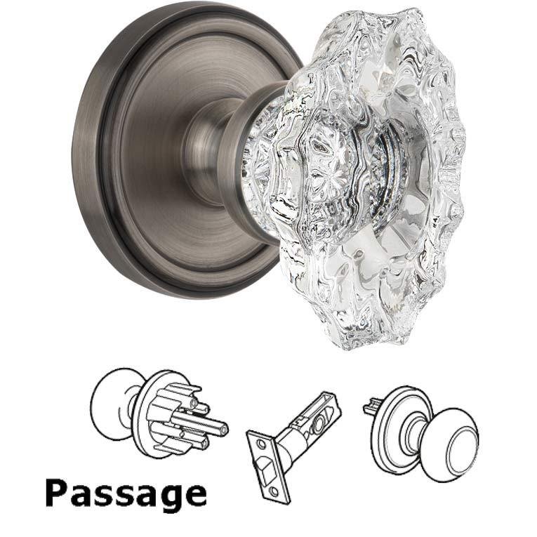 Complete Passage Set - Georgetown Rosette with Crystal Biarritz Knob in Antique Pewter