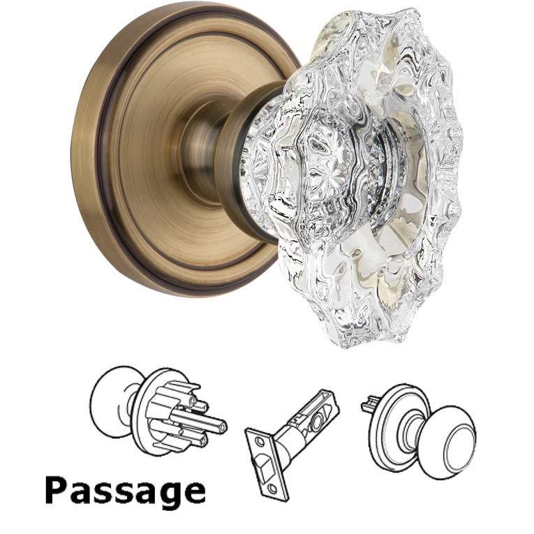 Complete Passage Set - Georgetown Rosette with Crystal Biarritz Knob in Vintage Brass