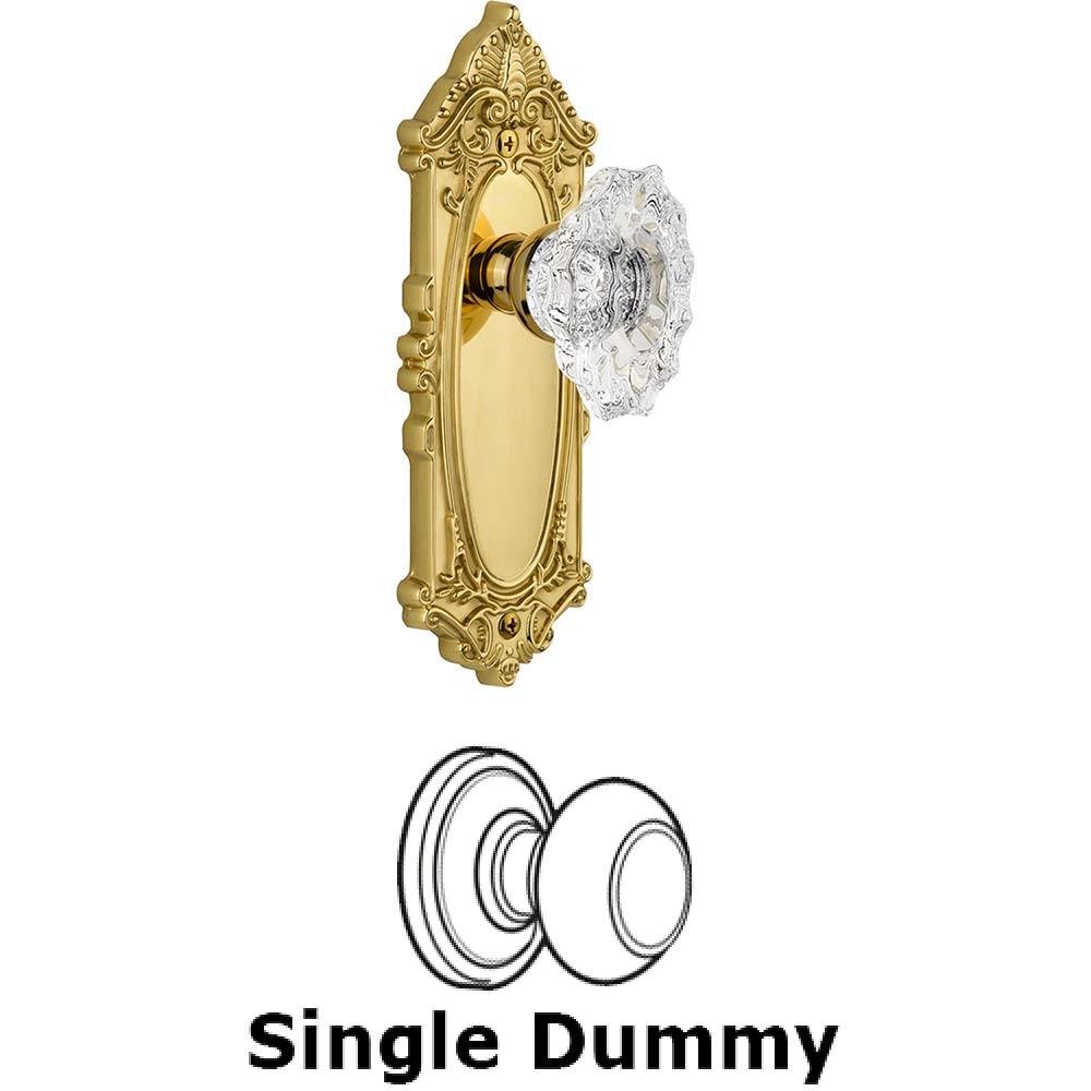 Single Dummy Knob - Grande Victorian Plate with Crystal Biarritz Knob in Polished Brass