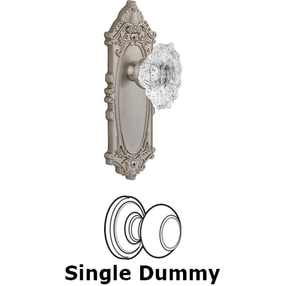 Single Dummy Knob - Grande Victorian Plate with Crystal Biarritz Knob in Satin Nickel