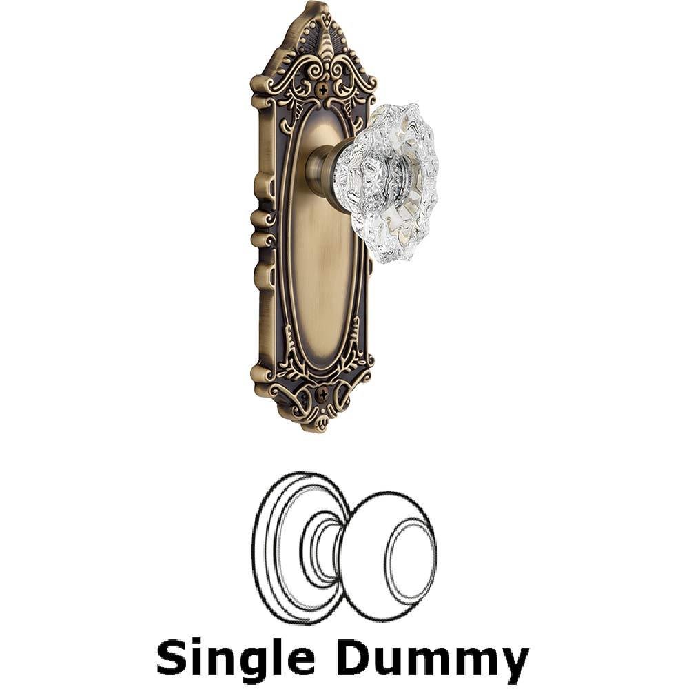 Single Dummy Knob - Grande Victorian Plate with Crystal Biarritz Knob in Vintage Brass