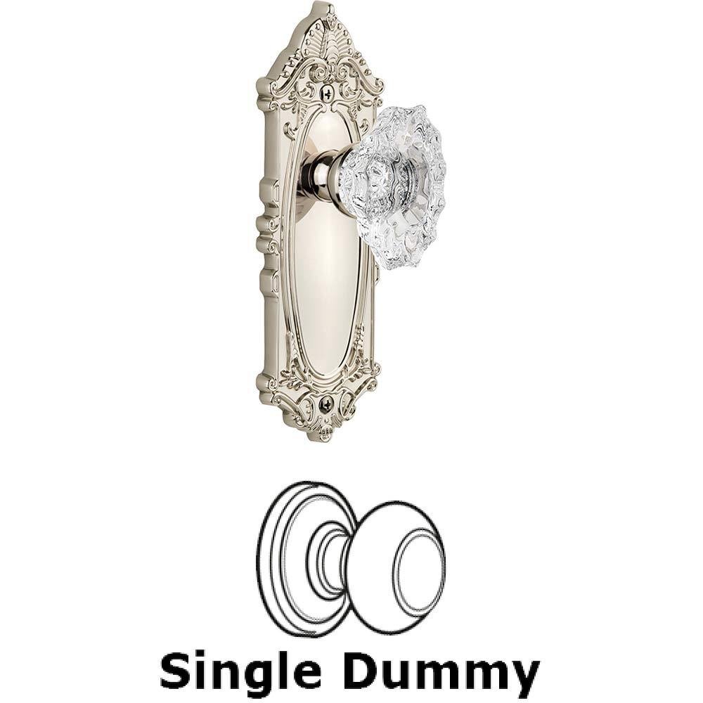 Single Dummy Knob - Grande Victorian Plate with Crystal Biarritz Knob in Polished Nickel