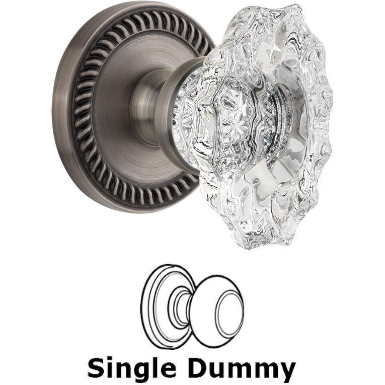 Single Dummy Knob - Newport Rosette with Crystal Biarritz Knob in Antique Pewter