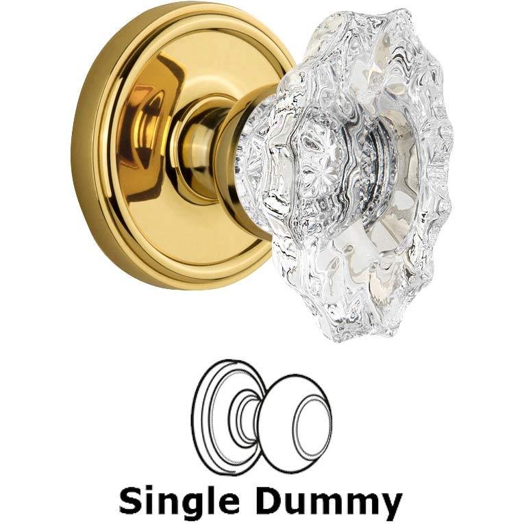 Single Dummy Knob - Georgetown Rosette with Crystal Biarritz Knob in Polished Brass