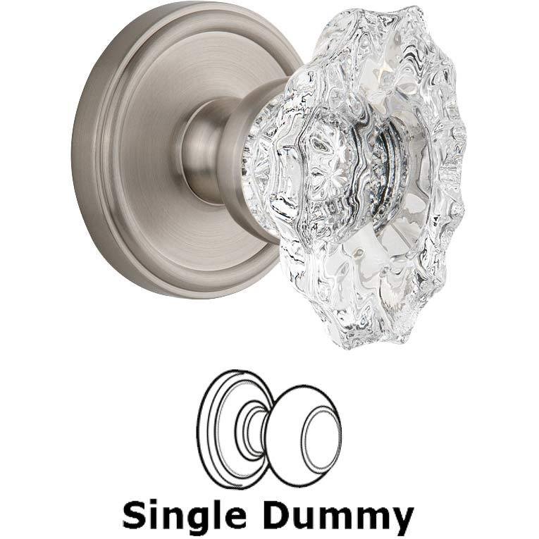 Single Dummy Knob - Georgetown Rosette with Crystal Biarritz Knob in Satin Nickel