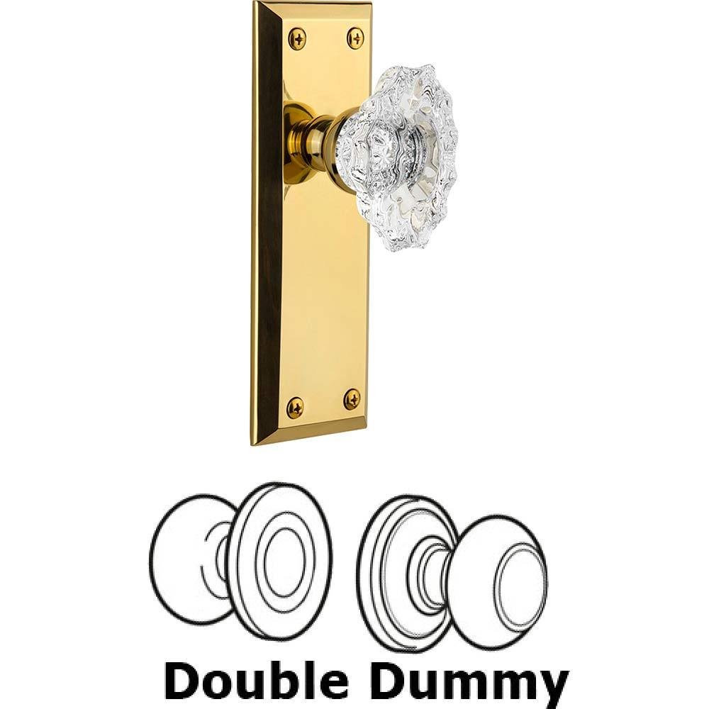 Double Dummy Set - Fifth Avenue Plate with Crystal Biarritz Knob in Polished Brass