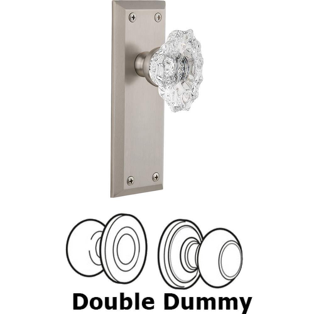 Double Dummy Set - Fifth Avenue Plate with Crystal Biarritz Knob in Satin Nickel