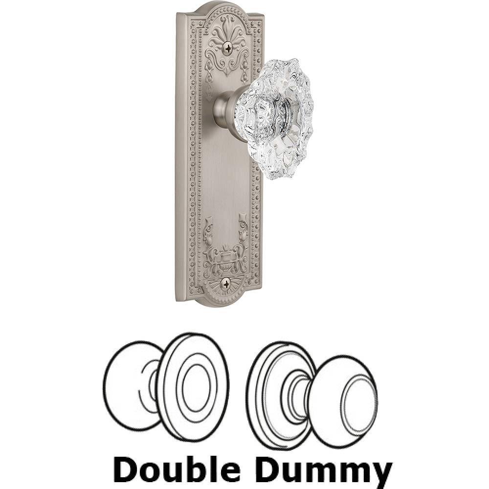 Double Dummy Set - Parthenon Plate with Crystal Biarritz Knob in Satin Nickel