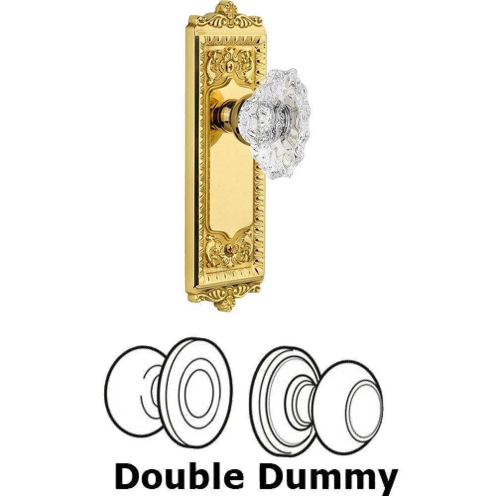 Double Dummy Set - Windsor Plate with Crystal Biarritz Knob in Polished Brass